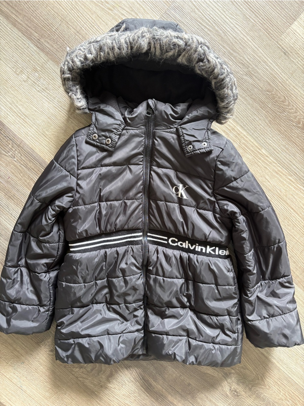 Calvin Klein Jeans Girls Puff Jacket Coat M 8/10 Black Fleece Lined